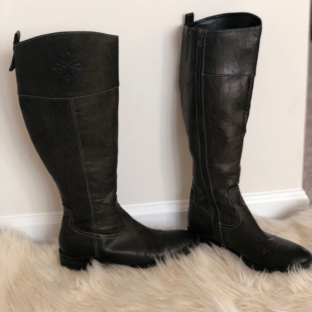 Vera Wang Womens Boots Knee High Brown Zip Up 8